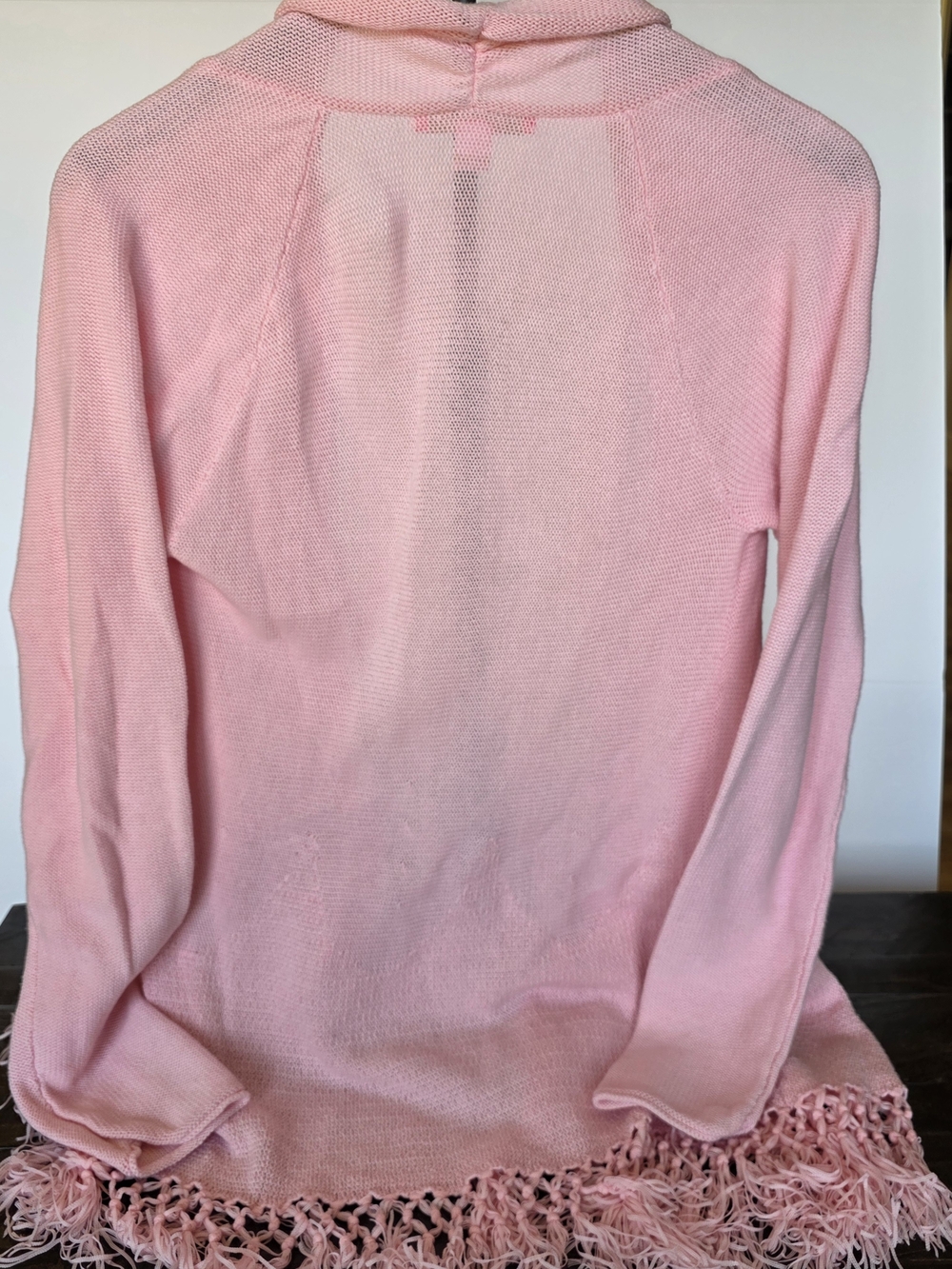 Lilly Pulitzer Tatum Light Pink Open-Front Fringe Cardigan - Picture 2 of 3
